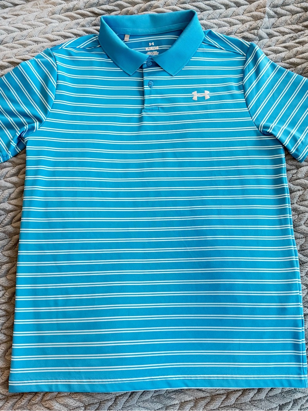 Under Armour Matchplay Boys' Teal Blue Striped Polo